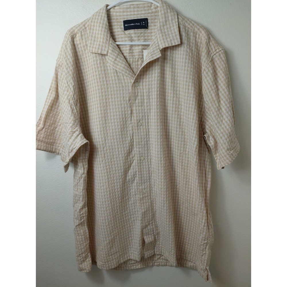 Abercrombie & Fitch Men's Camp Collar Tan Size XLT NWT summer Vacation